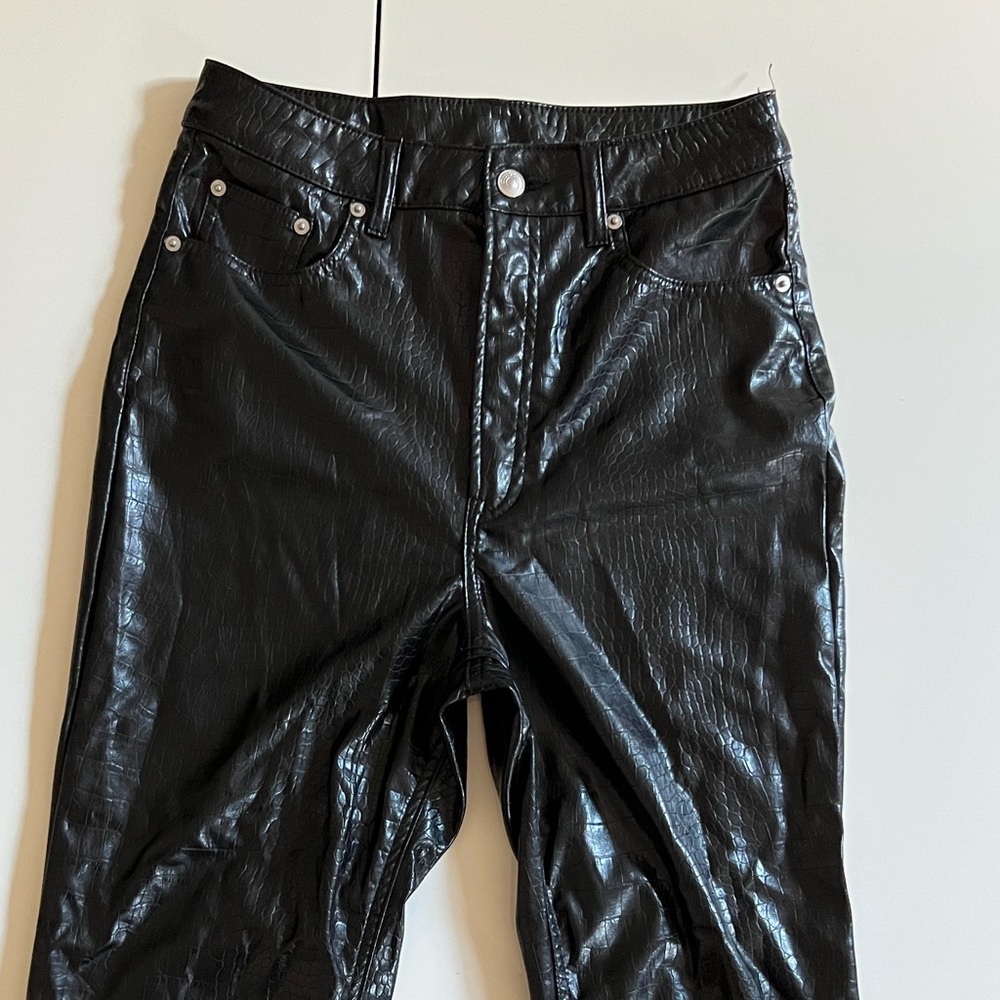 Black Snakeskin Ankle Pants